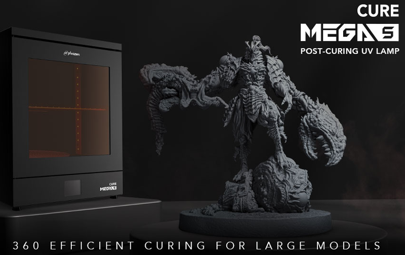 Das Cure Mega S härtet und trocknet Modelle und Chargen gleichmäßig, unabhängig von der Größe
